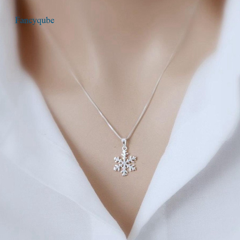 Dây chuyền bạc mặt hình hoa tuyết thời trang dễ thương cho nữ