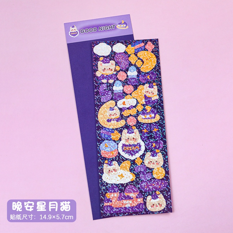 Miếng Dán Pet Màu Laser Họa Tiết Hoạt Hình Dễ Thương Trang Trí Sổ Tay diy