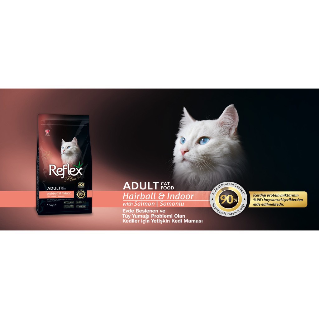 Hạt Reflex Plus Adult Thổ Nhĩ Kỳ Hỗ Trợ Tiêu Búi Lông Vị Cá Hồi- Thức Ăn Hạt Khô Cho Mèo Trưởng Thành Cat Food Hairball