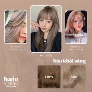(NỀN NÂU LEVEL 4 - MÀU LIGHT ASH BROWN/NÂU SÁNG ÁNH KHÓI/NÂU KHÓI SÁNG) Sản phẩm tự nhuộm tóc tại nhà