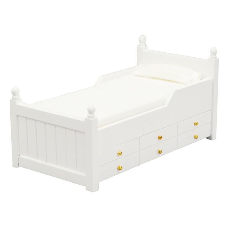 Giường Ngủ Bằng Gỗ Có Ngăn Kéo 1 / 12 Dùng Trang Trí Nhà Búp Bê