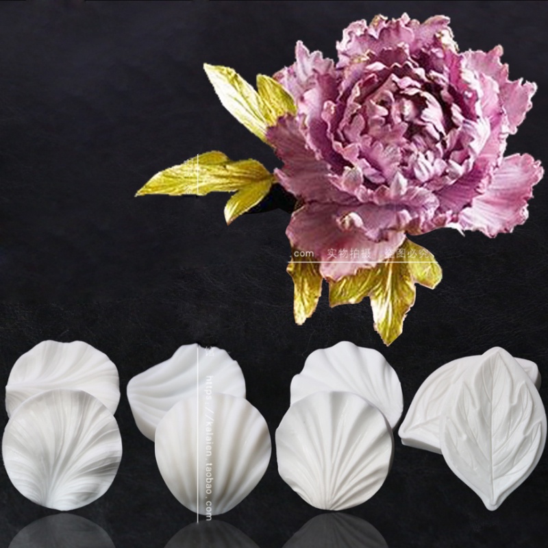 Khuôn Silicone Tạo Hình Cánh Hoa Mẫu Đơn Trang Trí Bánh