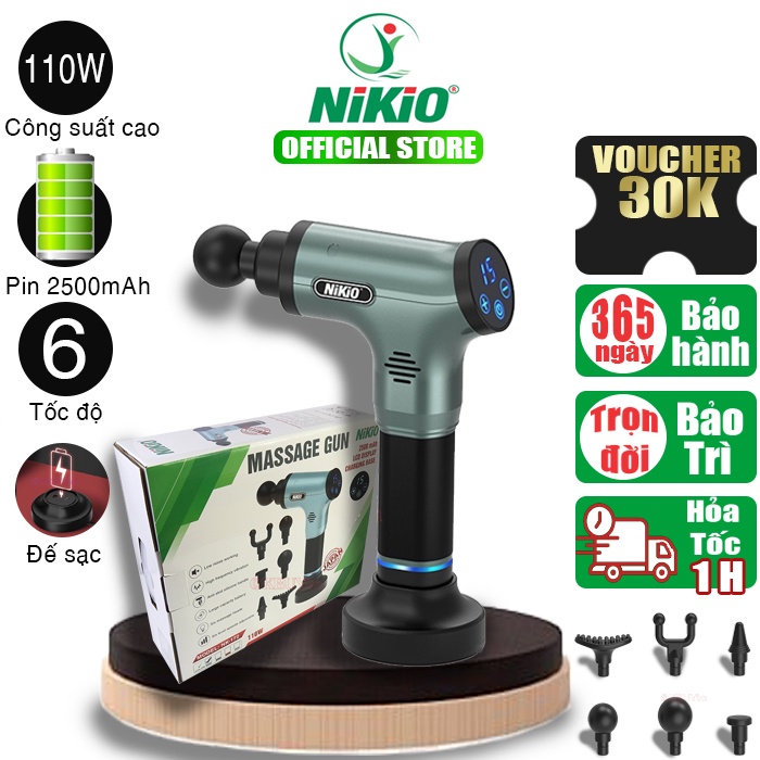 Súng Massage Cầm Tay NIKIO NK-172 Giảm Nhanh Dau Nhức Căng Cơ - Màu Xanh rêu