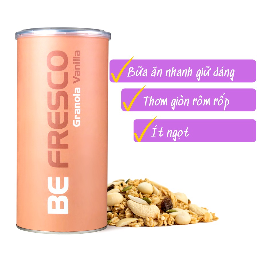 Ngũ Cốc Ăn Kiêng Granola Vanilla Mix Hạt, Trái Cây Sấy Befresco
