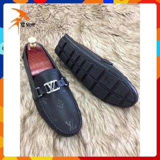 Giày lười in hoa da bò 100%