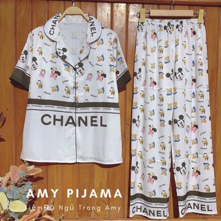 Set Pijama Lụa Ánh Kim Cha.nel Hoạt Hình