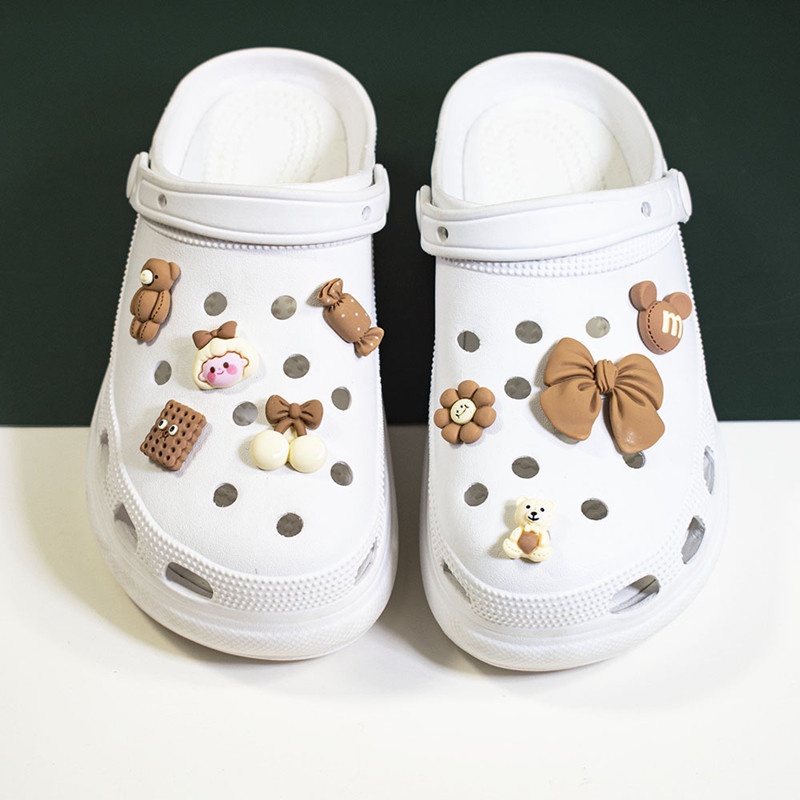 Phụ Kiện Khóa Giày Crocs Hình Gấu/Hoa/Hoạt Hình Dễ Thương Dành Cho Bé