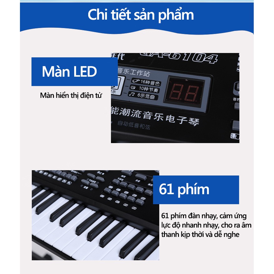 MUSTS6104 Đàn organ điện tử 61 phím trẻ em đa chức năng đồ chơi organ điện tử cho trẻ em mới bắt đầu học đàn