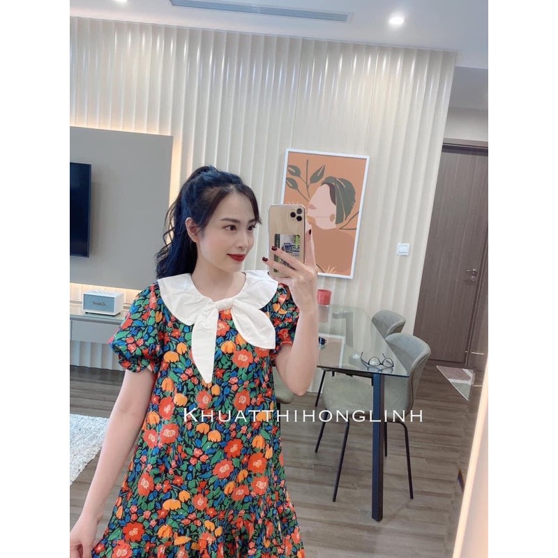 [Siêu Hot] Váy Hoa Đuôi Cá Cổ Nơ, Đầm Hoa Dáng Suông Tay Cộc Có Ảnh Thật Kèm Video | BigBuy360 - bigbuy360.vn