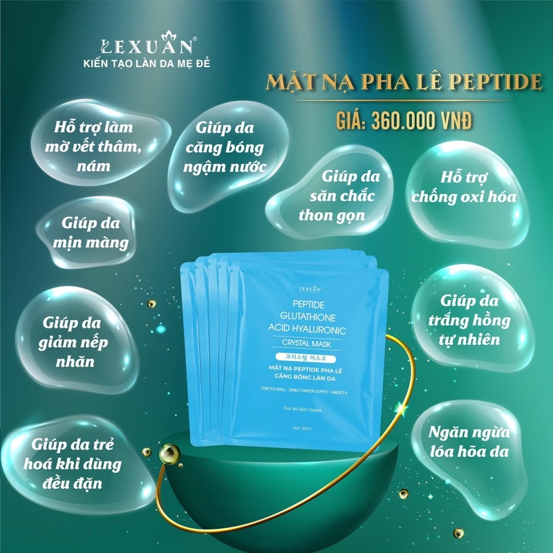 Mặt nạ peptide pha lê Lê Xuân ☘️ ngăn ngừa lão hoá, cấp ẩm, giúp da trắng sáng