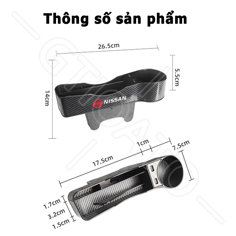 GTIOATO Khay Để Đồ Khe Ghế Ô Tô Khay ĐựNg Đồ Ô Tô Khay Đựng Đồ Đa Năng Cắm Khe Ghế Xe Sợi Carbon Khay Đựng Đồ Khe Ghế Ô Tô Đồ Đa Năng Cắm Khe Ghế Ô Tô Cho Nissan X Trail Almera Sunny GTR Navara Teana Note Terra JUKE Kicks Serena ALTIMA Leaf NV200