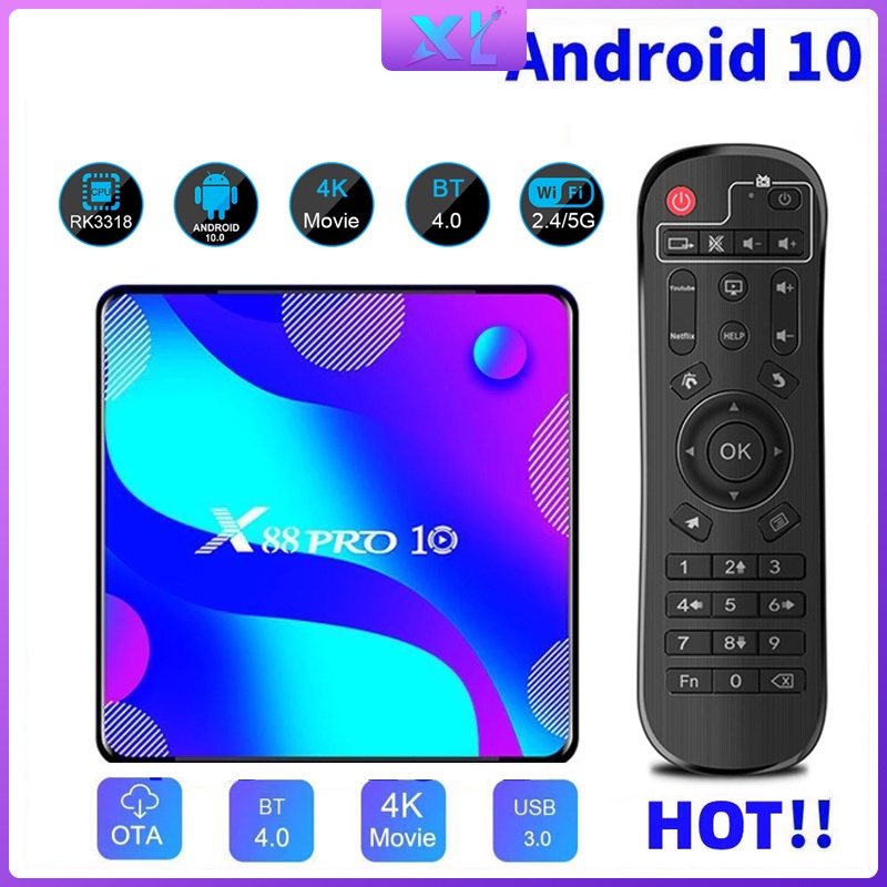 Tv Box Android 10.0 4gb Ram 128gb Rom Rk3318 Bt4.0 5.8g Dual Wifi Android 10 Media Player Youtube 4k Và Phụ Kiện