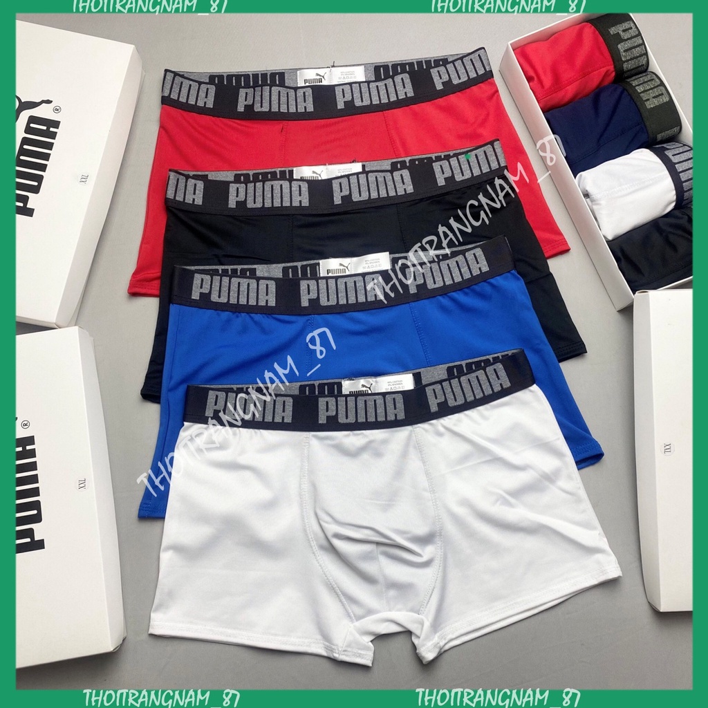 HỘP 4 QUẦN SỊP NAM PUMA Quần Lót Nam Thun Lạnh Puma Cao Cấp Quần Lót Nam Boxer Mềm Mại Co Dãn 4 Chiều Cực Thoáng Khí