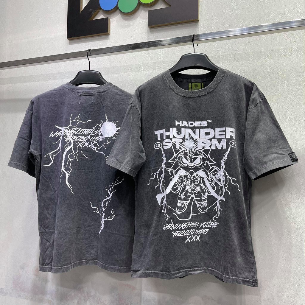 Áo thun Hades Thunder Storm Washed Tee - Áo thun oversize nam nữ AL96