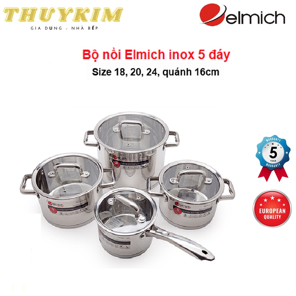 BỘ XOONG ELMICH INOX 5 ĐÁY
