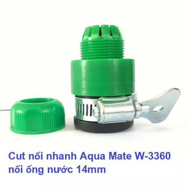 Đầu khớp nối vòi nước với dây ống mềm 12mm 14mm Aquamate W-3360