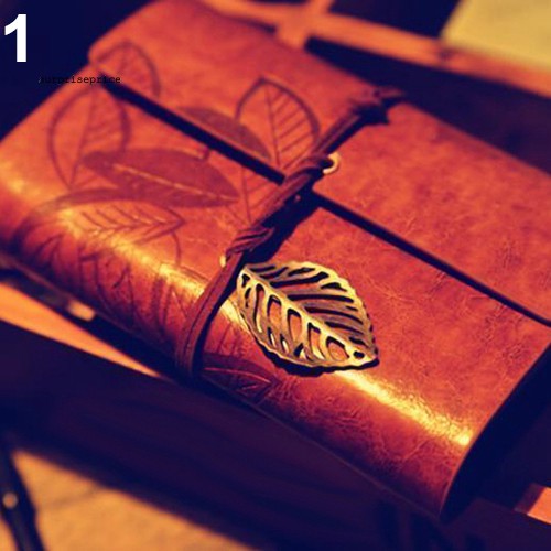 Sổ tay giấy kraft bìa da giả họa tiết lá cây