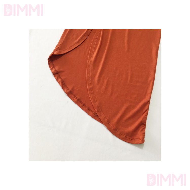 Chân Váy Midi Xẻ Đùi Cam