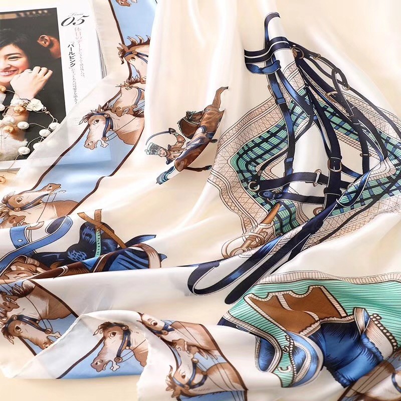 Khăn Choàng Lụa Dáng Dài Chống Nắng In Họa Tiết Thời Trang Cho Nữ