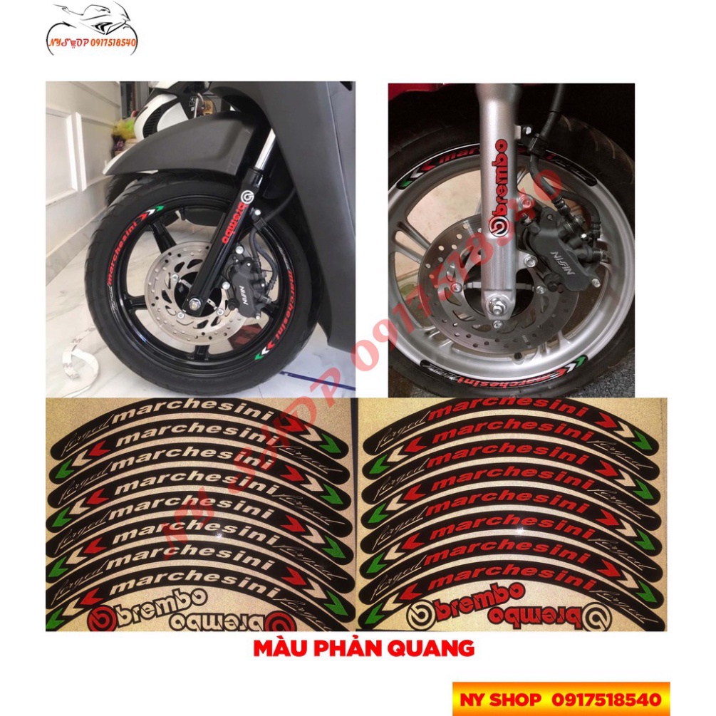 Tem dán vành (mâm) xe 3M phản quang MARCHESINI Ảnh thật Sp