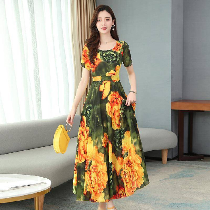Đầm Dài Che Bụng Phong Cách Hàn Quốc Thời Trang Mùa Thu Mới Cho Phụ Nữ Trung Niên 2021