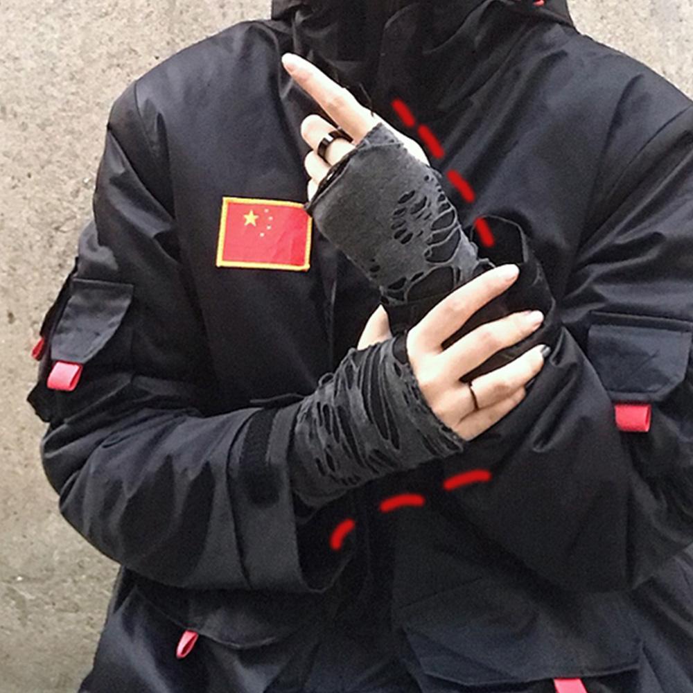 FORBETTER Găng Tay Hở Ngón Unisex Màu Đen Cá Tính