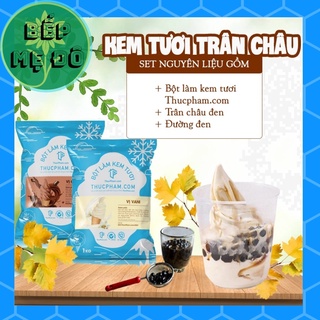 "Vị Ngon Đỉnh Của Đỉnh" Set Bột Làm Kem Tươi Trân Châu Đường Đen Siêu Ngon Cho 1,8 KG Kem  - Từ  Bếp Mẹ Đô