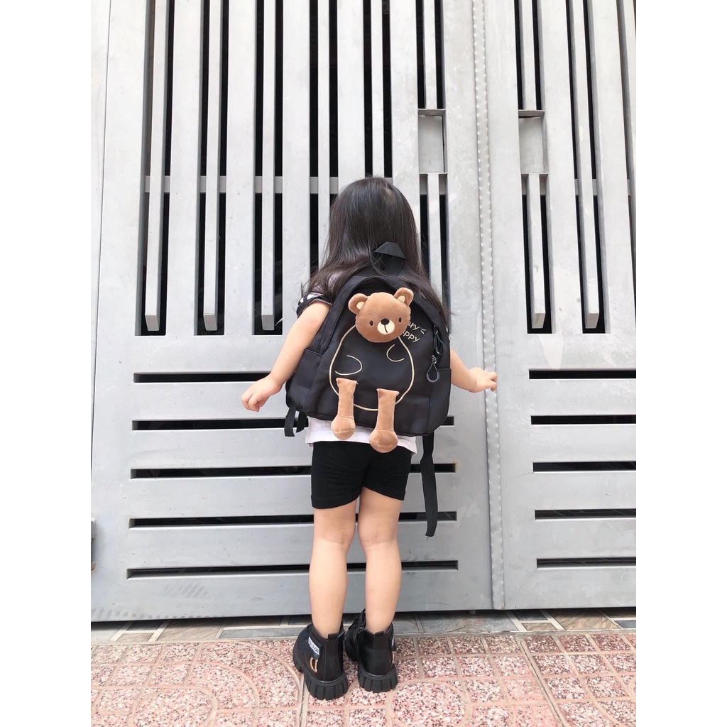 Balo cho bé mầm non mẫu giáo gấu nâu Teddy mới 2022 siêu nhẹ chống nước chống cho bé