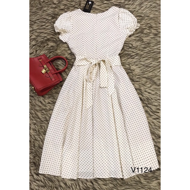 Đầm chấm bi eo thắt nơ xinh xắn | BigBuy360 - bigbuy360.vn