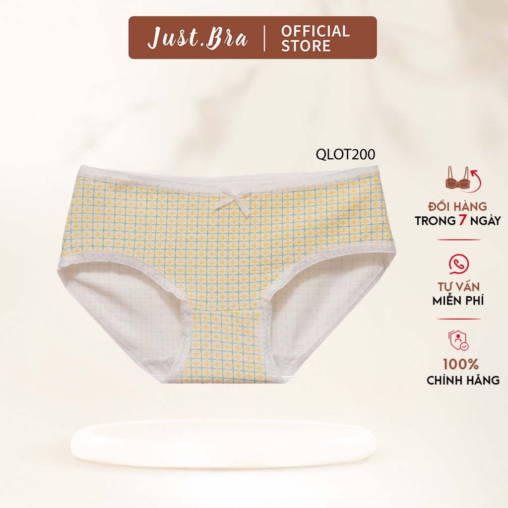 Set 5 quần lót cotton nữ Just Bra tông màu xanh vàng viền ren xinh xắn QLOT200