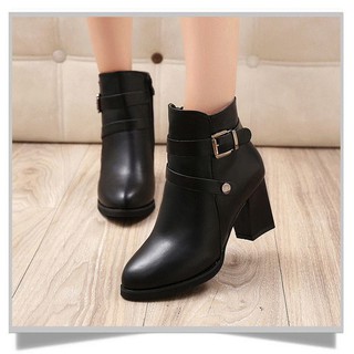 Giày Boot Nữ Cao Gót Đế Cao 7Cm Da Pu G032