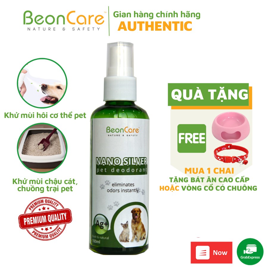 KHỬ MÙI THÚ CƯNG CHÓ MÈO BEONCARE [NANO BẠC], KHỬ MÙI HÔI CƠ THỂ PET, KHỬ MÙI NƯỚC TIỂU, CHÍNH HÃNG