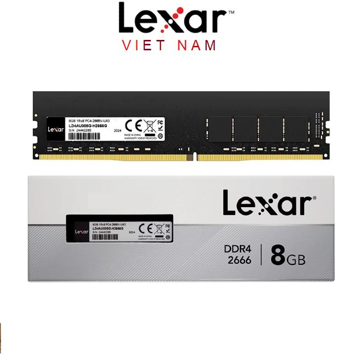 Ram laptop, máy tính pc 4Gb 8GB 16Gb Lexar DDR4 Bus 2666 3200 LD4AU008G BH 36 Tháng