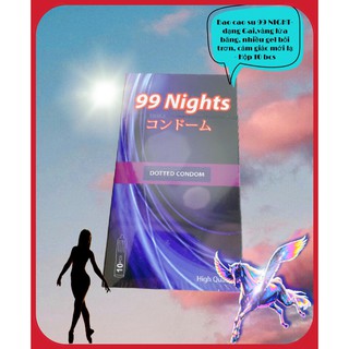 Bao cao su 99 NIGHT- dạng Gai,vàng lửa băng, nhiều gel bôi trơn, cảm giác mới lạ - Hộp 10 bcs