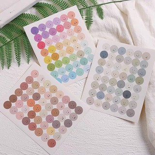 Sticker dán hình tròn mặt cười  loại 48 miếng