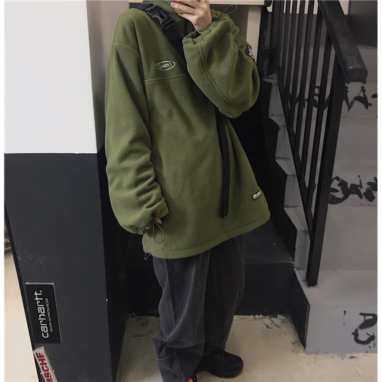 Áo nỉ cao cổ thêu chữ THMO unisex phom to bo gấu dáng rộng chất nỉ bông siêu rẻ | BigBuy360 - bigbuy360.vn