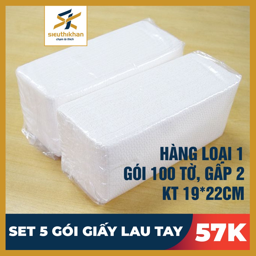 SET 5 GÓI GIẤY LAU TAY, THẤM DẦU GÓI 100 TỜ
