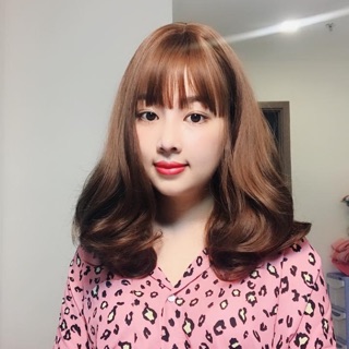 Tóc giả xoăn ngang vai nâu vàng [Tặng lược + lưới 80k]