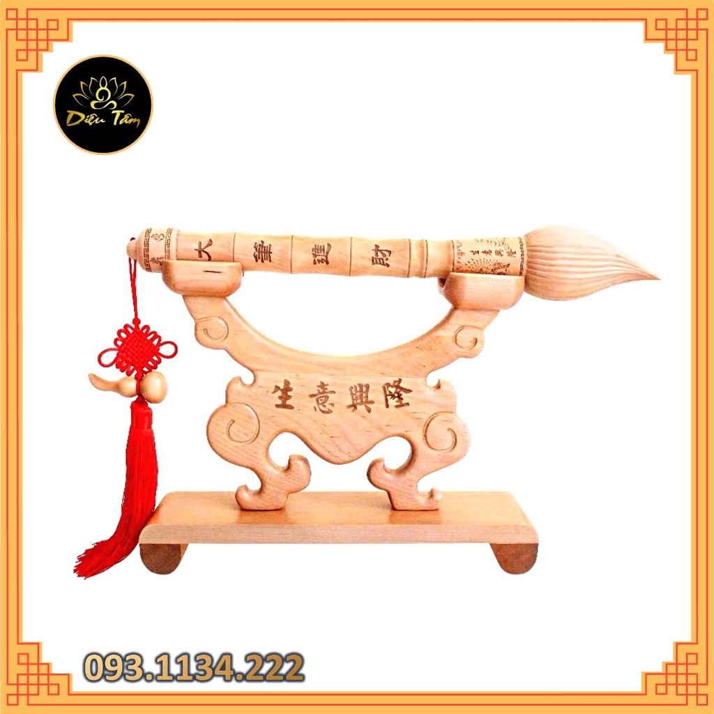 Bộ giá, bút Văn Xương gỗ đào - Vật phẩm phong thủy cầu sự nghiệp, thi cử, học vấn, công danh