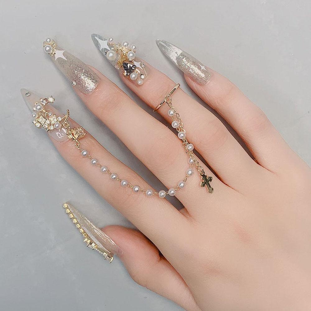 Miếng Dán Trang Trí Móng Tay 3D Độc Đáo|Phụ Kiện Dây Xích Bằng Hợp Kim Trang Trí Móng Tay Thời