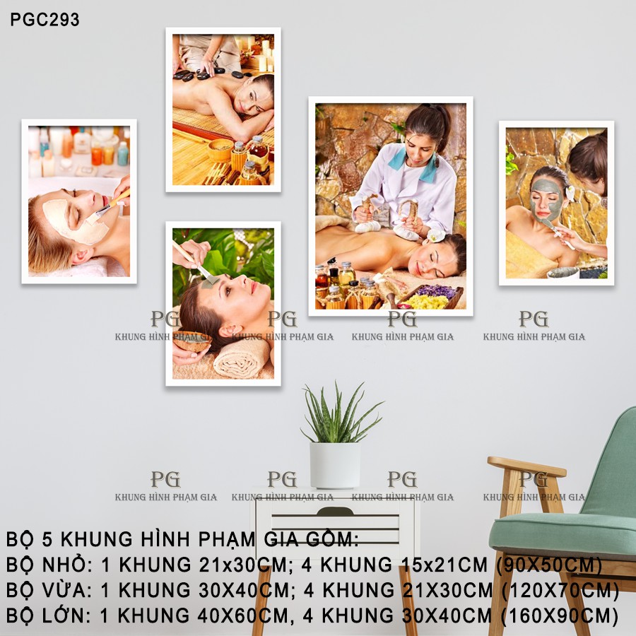 Bộ Ảnh Treo Tường Trang Trí Tiệm Spa, Cửa Hàng Chắm Sóc Da, Làm Đẹp - Khung Hình Phạm Gia PGC293