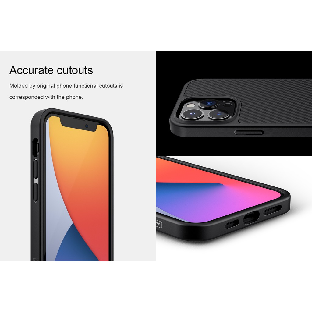 ỐP LƯNG VÂN CARBON FIBER iPhone 13/ 13 Pro/ 13 Pro Max/ 12/ 12 Pro/ 12 Pro Max hiệu Nillkin