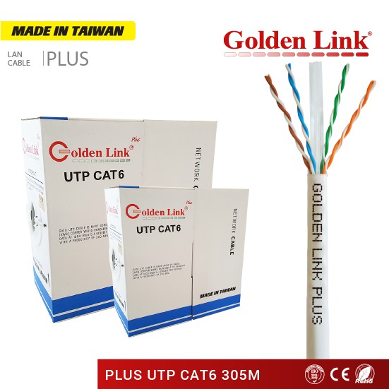 Dây cáp mạng Golden Link UTP CAT6 PLUS TRẮNG XÁM 305M