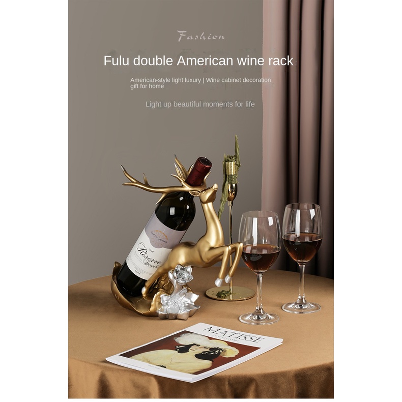 Giá Đỡ Chai Rượu Vang Hình Con Nai Bằng Nhựa Resin Phong Cách Bắc Âu Sang Trọng Dành Cho Trang Trí Phòng Khách