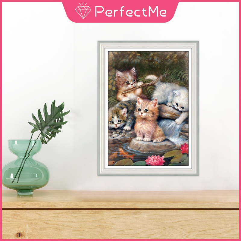 Tranh đính đá 5d tự làm hình mèo trang trí nhà cửa