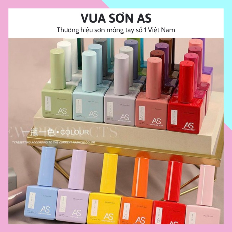 Sơn gel AS móng tay mẫu mới set 60 chai (Tặng kèm 3 chai Base top cứng móng) CHAI VUÔNG VUA SƠN AS chai 15ml