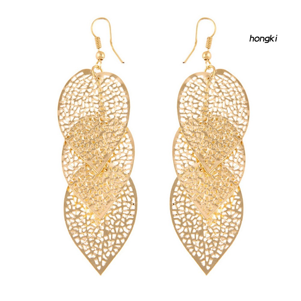 Khuyên Tai Dáng Dài Mặt Hình Chiếc Lá Thời Trang Dành Cho Nữ