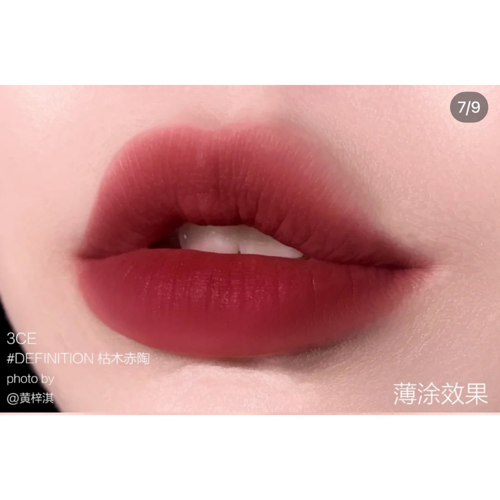Son kem Lì 3ce Velvet Lip Tint 4g Mẫu Mới- Definition- Bitter Hour- Walk N Talk- Like Gentle- Cashmere Nude