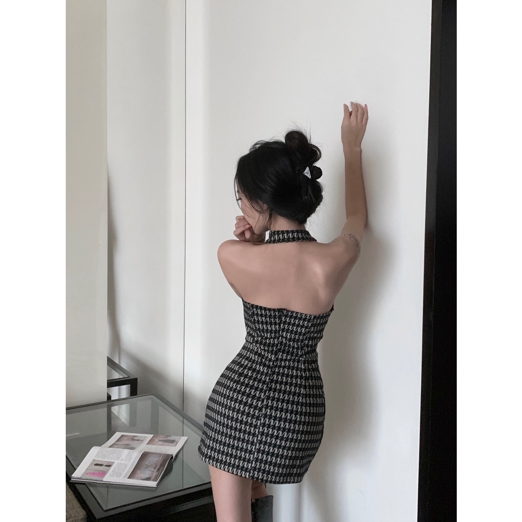 Đầm ôm / Áo khoác họa tiết ca rô thanh lịch thời trang dành cho nữ