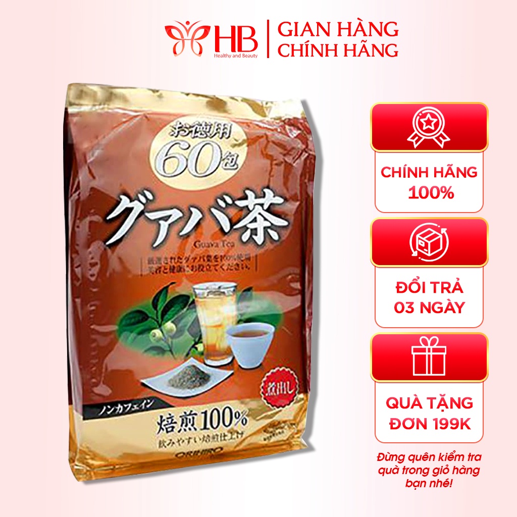 Trà ổi giảm cân Orihiro Nhật Bản, trà lá ổi Orihiro Guava Tea hỗ trợ giảm mỡ thừa cải thiện tiêu hóa 60 túi (date 2025)